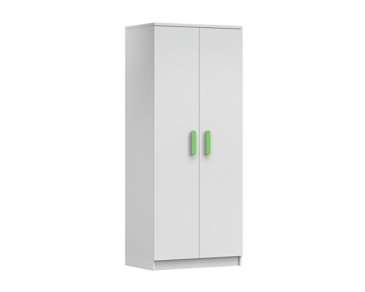 KINDERKLEIDERSCHRANK INGE 06 80/193/50 cm Weiß/Grün - Weiß/Grün, Holzwerkstoff (80/192/50cm) - Deine Möbel 24