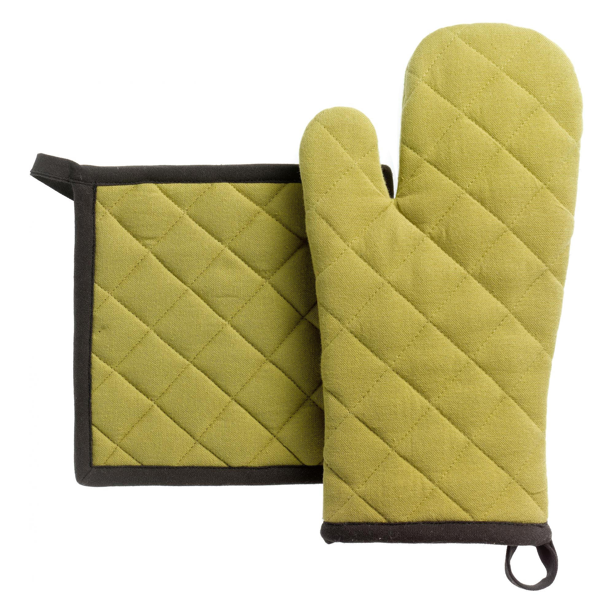 SET AUS TOPFLAPPEN/TOPFHANDSCHUHEN AUS RECYCELTEM MATERIAL Grace khaki 15 x 32 cm - Grün, Textil (15/32cm) - Winkler