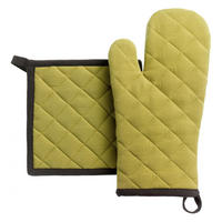 SET AUS TOPFLAPPEN/TOPFHANDSCHUHEN AUS RECYCELTEM MATERIAL Grace khaki 15 x 32 cm - Grün, Textil (15/32cm) - Winkler