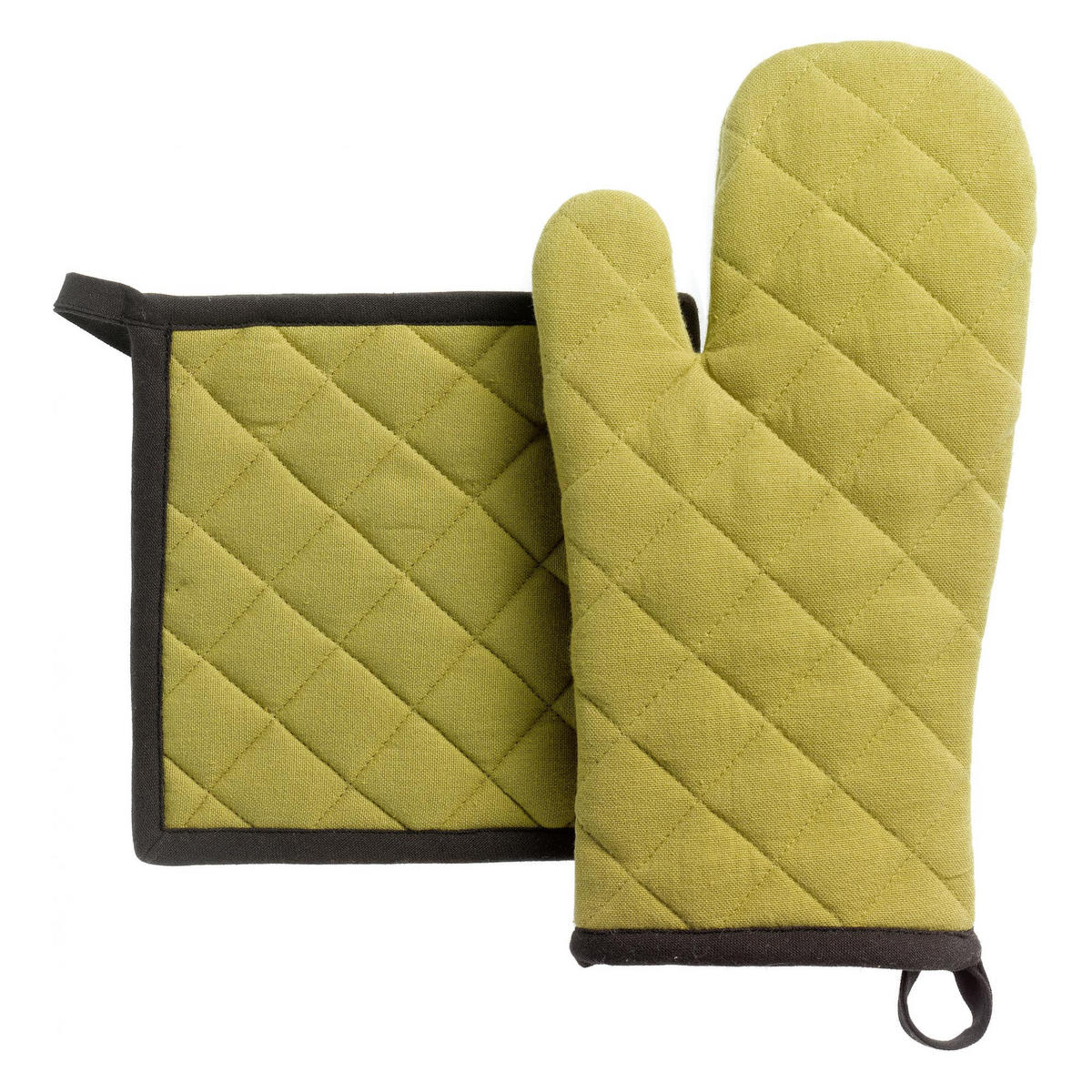 SET AUS TOPFLAPPEN/TOPFHANDSCHUHEN AUS RECYCELTEM MATERIAL Grace khaki 15 x 32 cm - Grün, Textil (15/32cm) - Winkler
