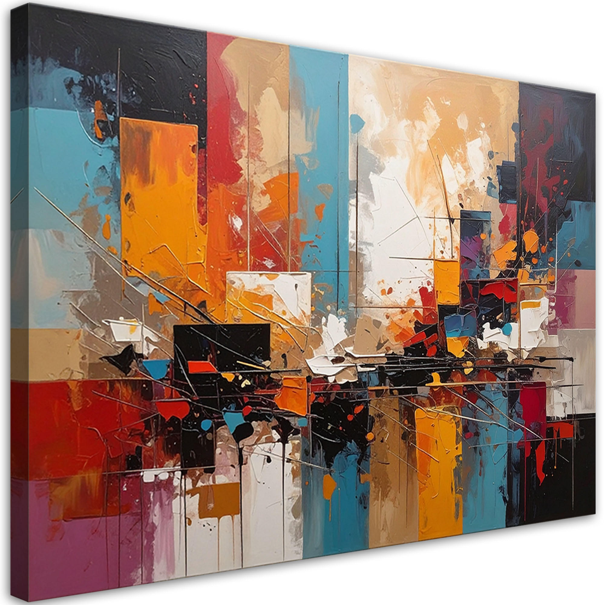 BILD auf Leinwand, Bunte moderne Textur Abstrakt - Multicolor, Textil (120/80cm) - Feeby