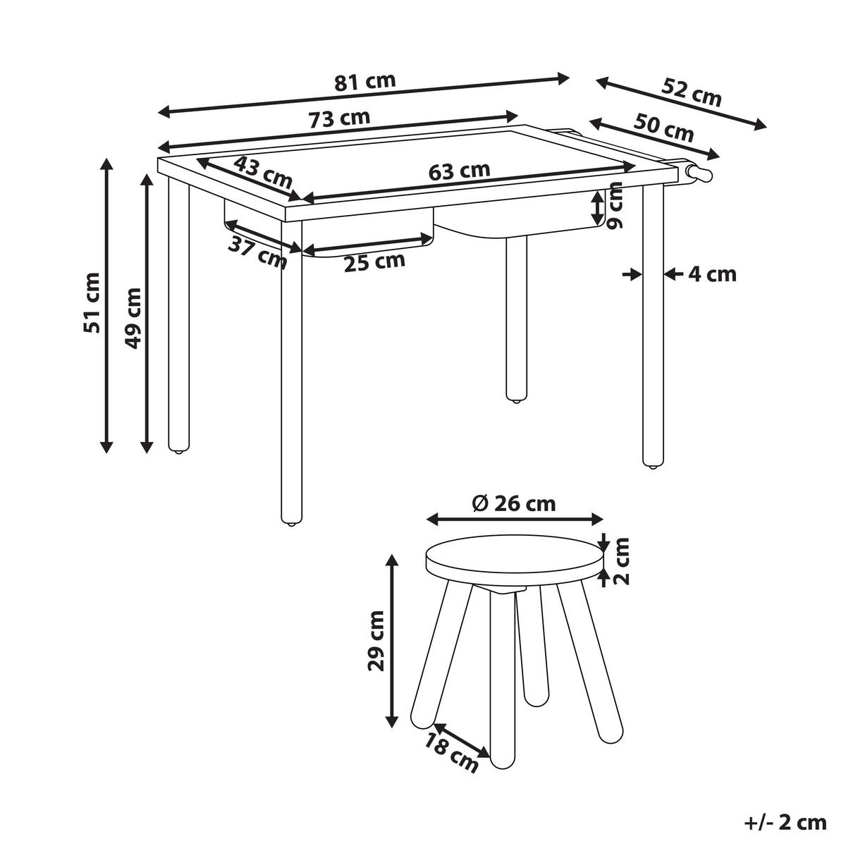 KINDERTISCH und Stuhlset Hellbraun Montessori mit Stauraum Kempsey - Hellbraun, Holz (81/51/52cm) - Beliani