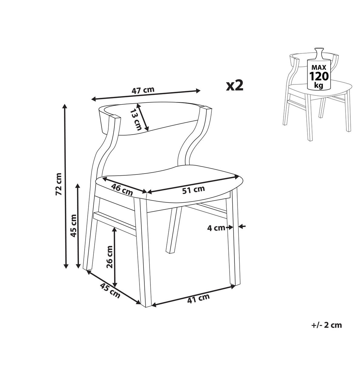 ESSZIMMERSTUHL 2er-Set Braun Maroa - Schwarz/Braun, Holzwerkstoff (51/72/46cm) - Beliani