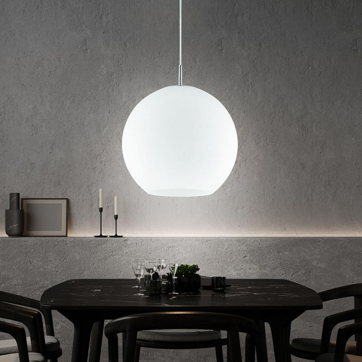 LED HÄNGELEUCHTE MOON Glas Weiß - Weiß, Glas (6/12/150cm)
