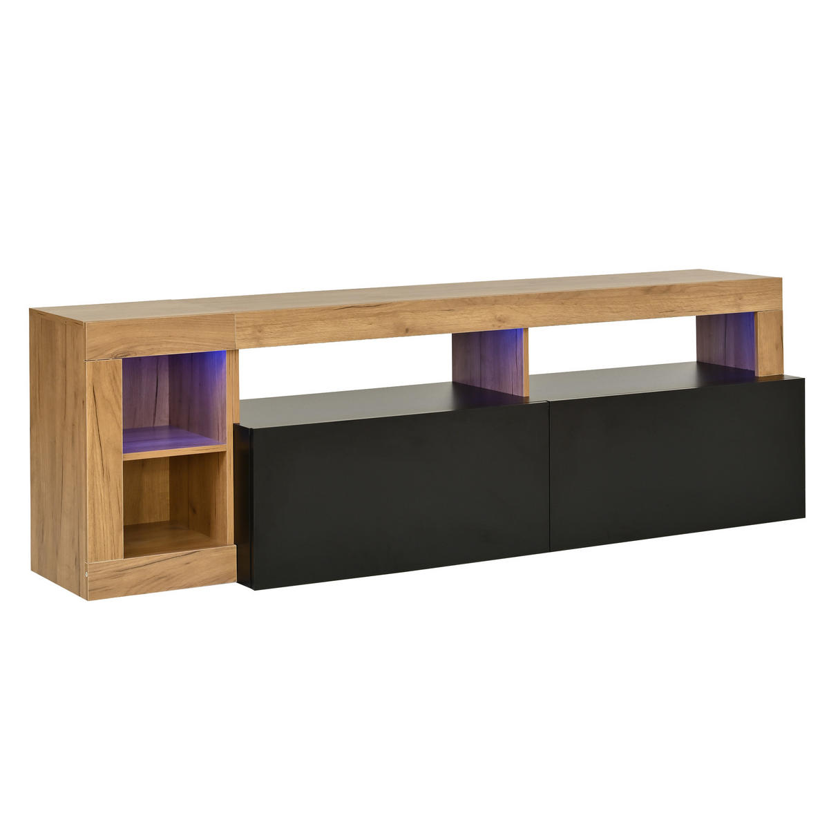 TV-ELEMENT184X42X58CM mit LED-Beleuchtung für 80 Zoll Fernseher Schwarz Holz - Schwarz, Holz (51.18/11/161.7cm) - Raelunyi