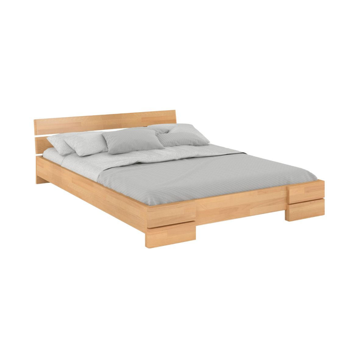 MASSIVHOLZBETT Sandema Low, Buche - lackiert, Naturfarben, 180x200 - Buchefarben, Holz/Buchenholz (180/200cm) - Visby