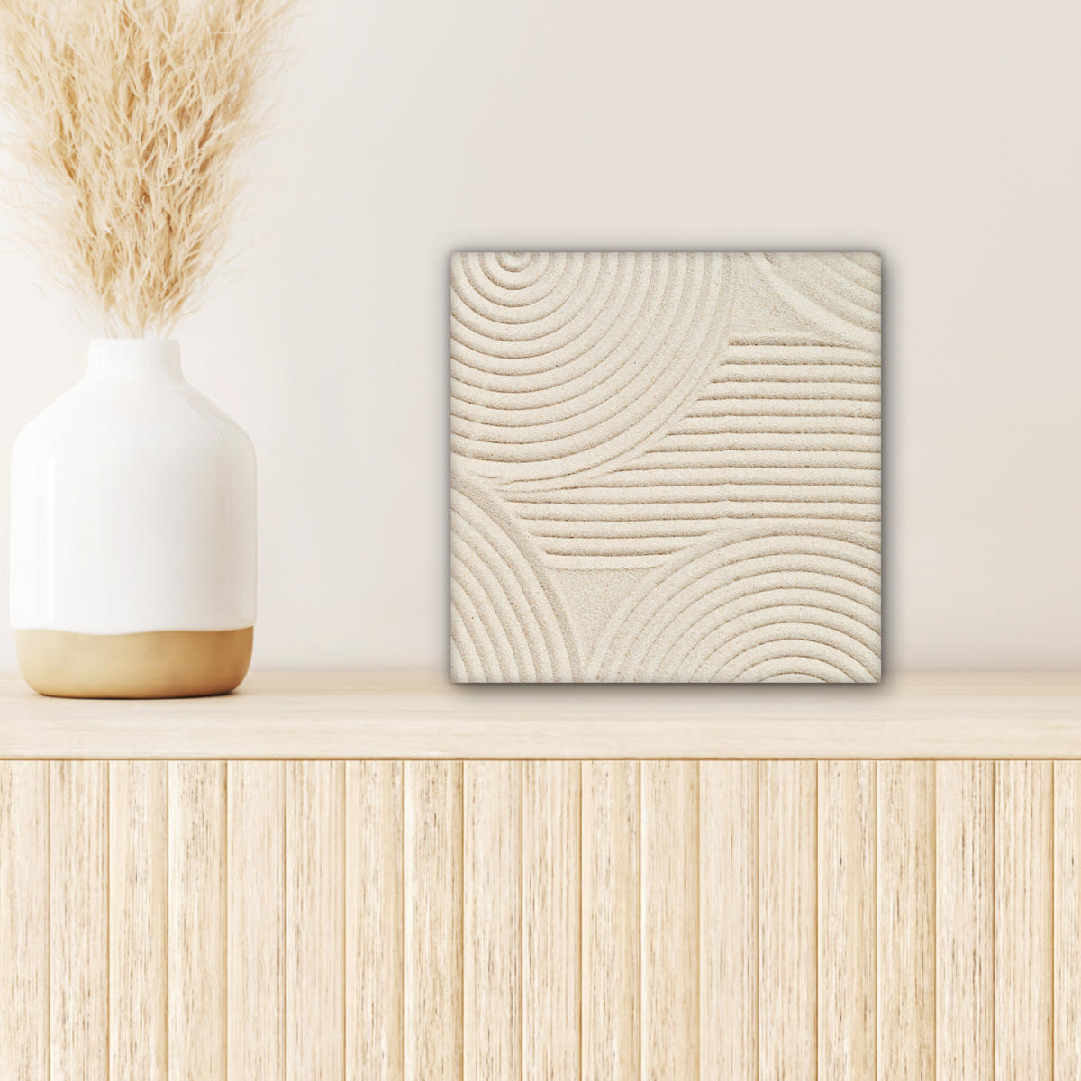 LEINWANDBILD Muster - Abstrakt - Weiß 20x20 cm - Beige, Textil (20/20cm) - MuchoWow