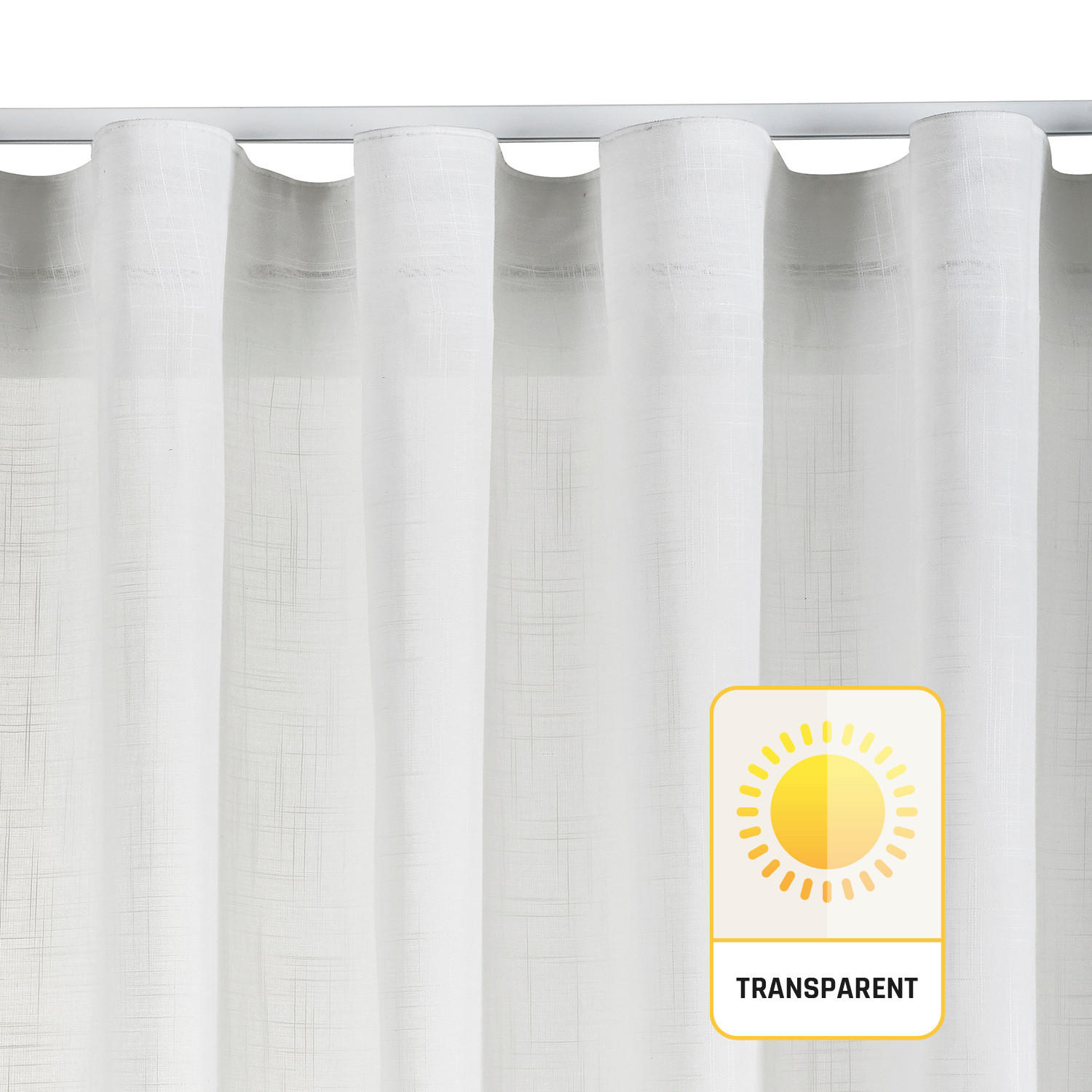 VORHANG MIT KRÄUSELBAND, lichtdurchlässig, Farbe Weiß, 300X300 - Weiß, Kunststoff (300/300cm) - STORESDECO