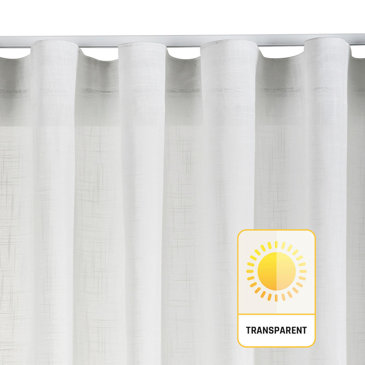 VORHANG MIT KRÄUSELBAND, lichtdurchlässig, Farbe Weiß, 300X300 - Weiß, Kunststoff (300/300cm) - STORESDECO