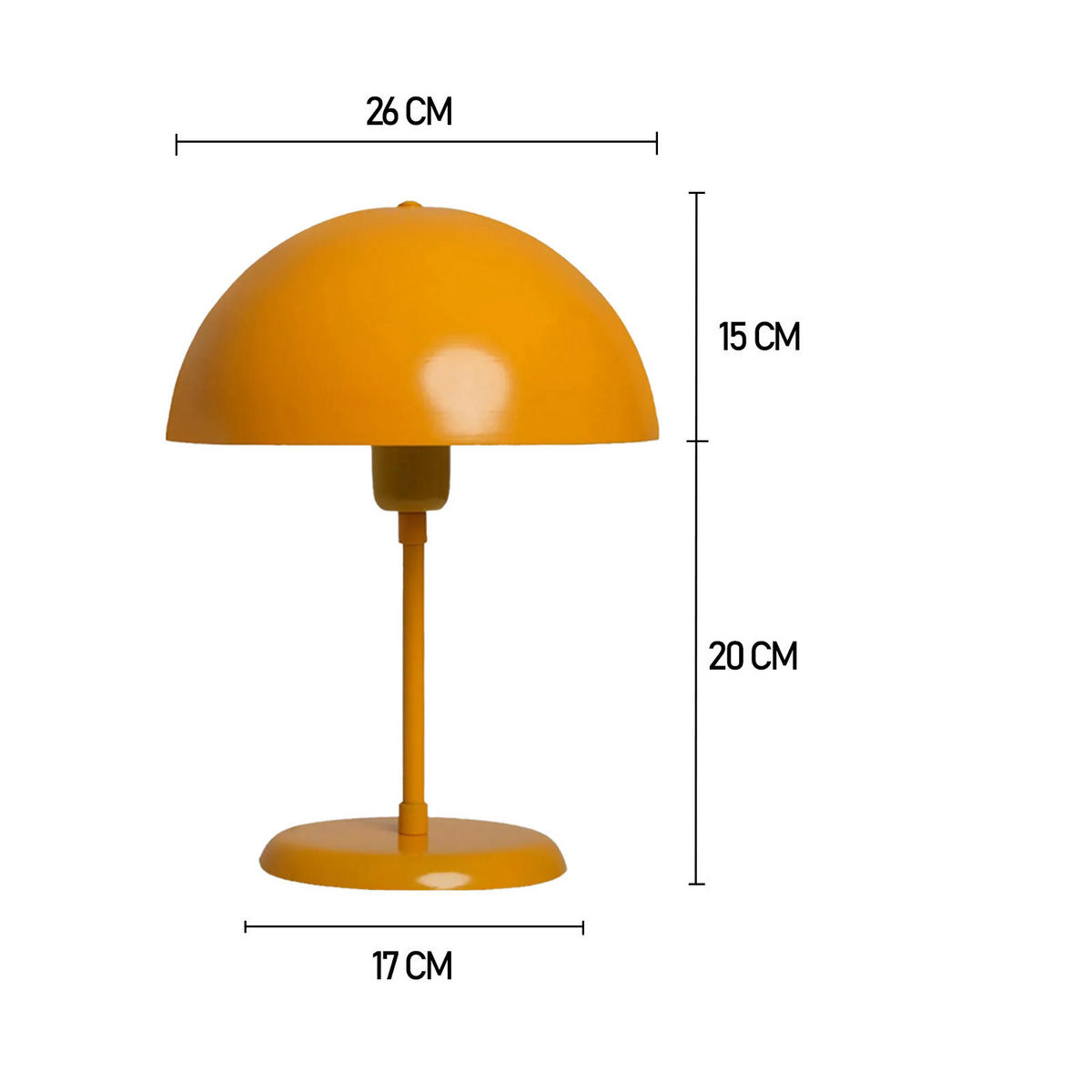 TISCHLEUCHTE Kleine Pilzlampen 26/35 - Gelb, Metall (26/35cm) - Bamyum