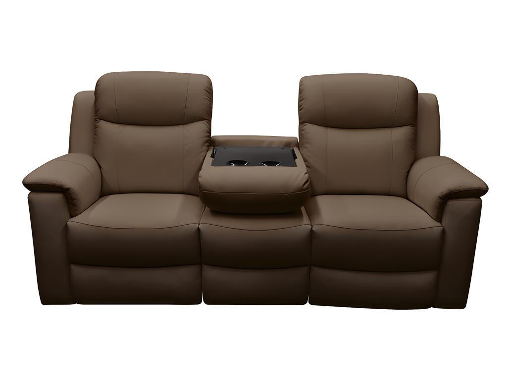 RELAXSOFA Leder 3-Sitzer - Braun - EVASION - Braun, Leder (96/100/205cm) - Vente-Unique