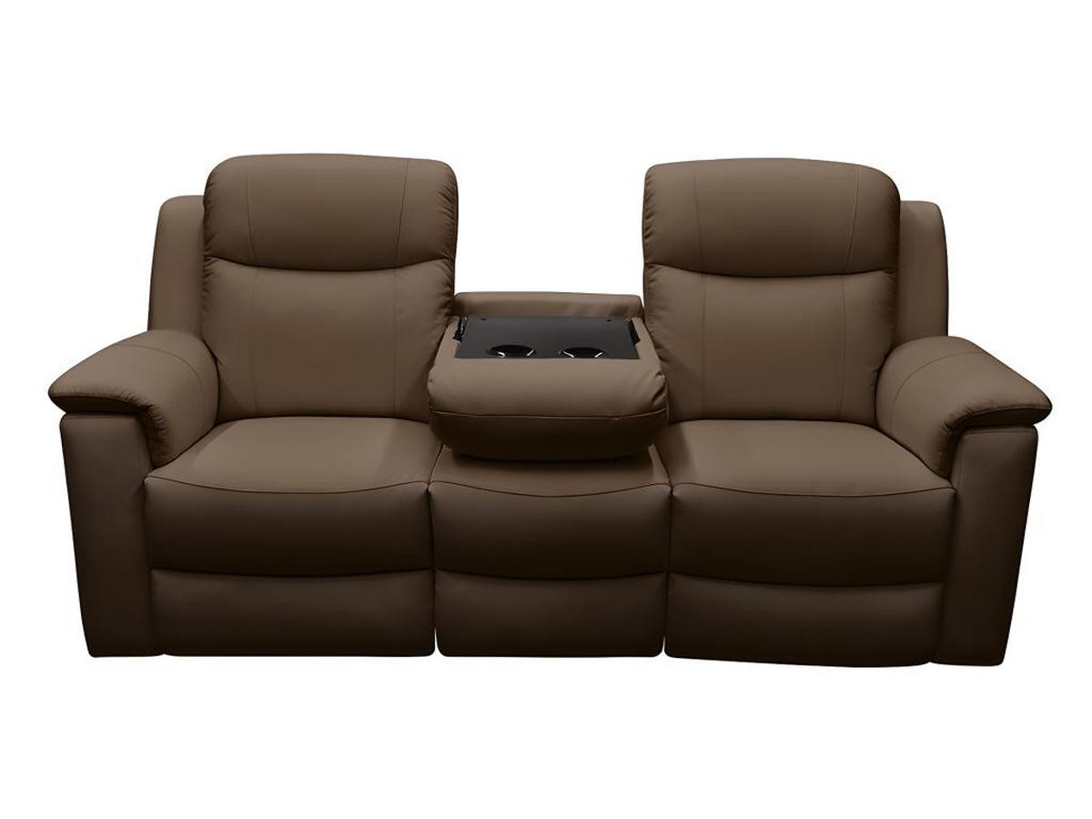 RELAXSOFA Leder 3-Sitzer - Braun - EVASION - Braun, Leder (96/100/205cm) - Vente-Unique