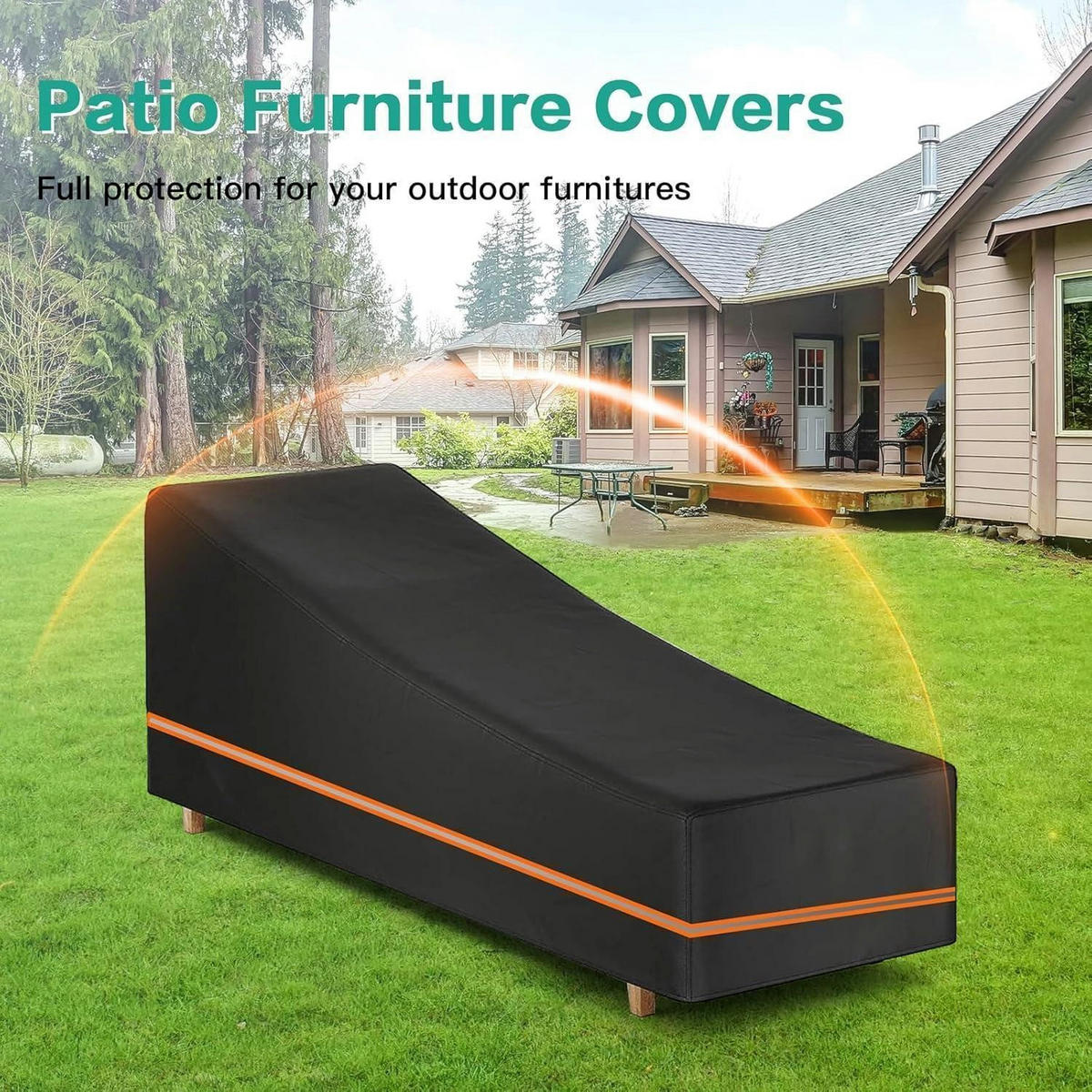 GARTENLIEGE Abdeckung Schwarz 200 x 75 x 40/70 cm - Schwarz, Textil (75/70/200cm)