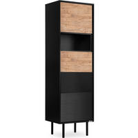 REGAL LOFTY Kreuzeinlage, schwarz / Eiche natur - Eichefarben/Schwarz, Holzwerkstoff (52/174/41cm) - KONSIMO®