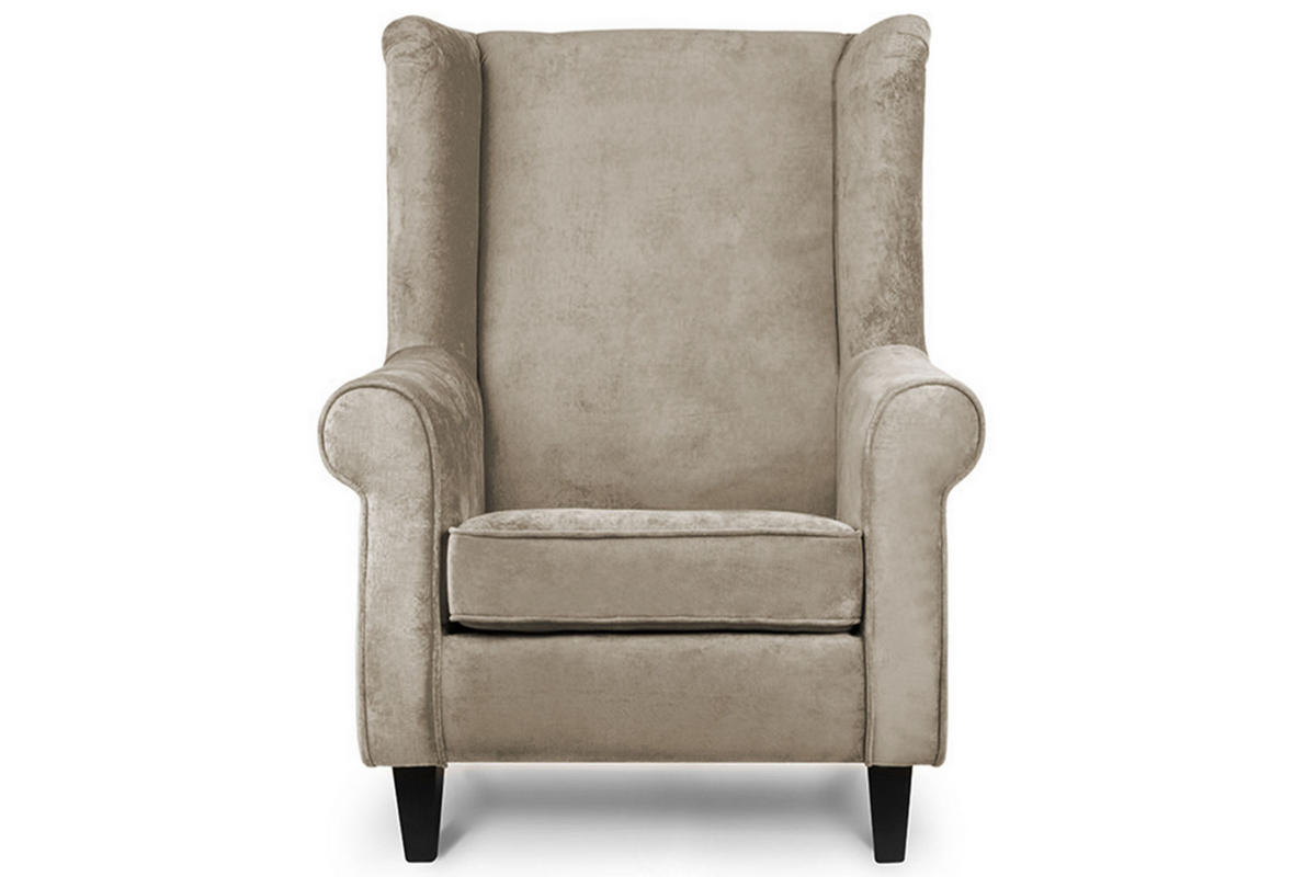OHRENSESSEL MILES Massivholzbeine, Beige - Beige, Holzwerkstoff/Buchenholz (82/105/97cm) - KONSIMO®