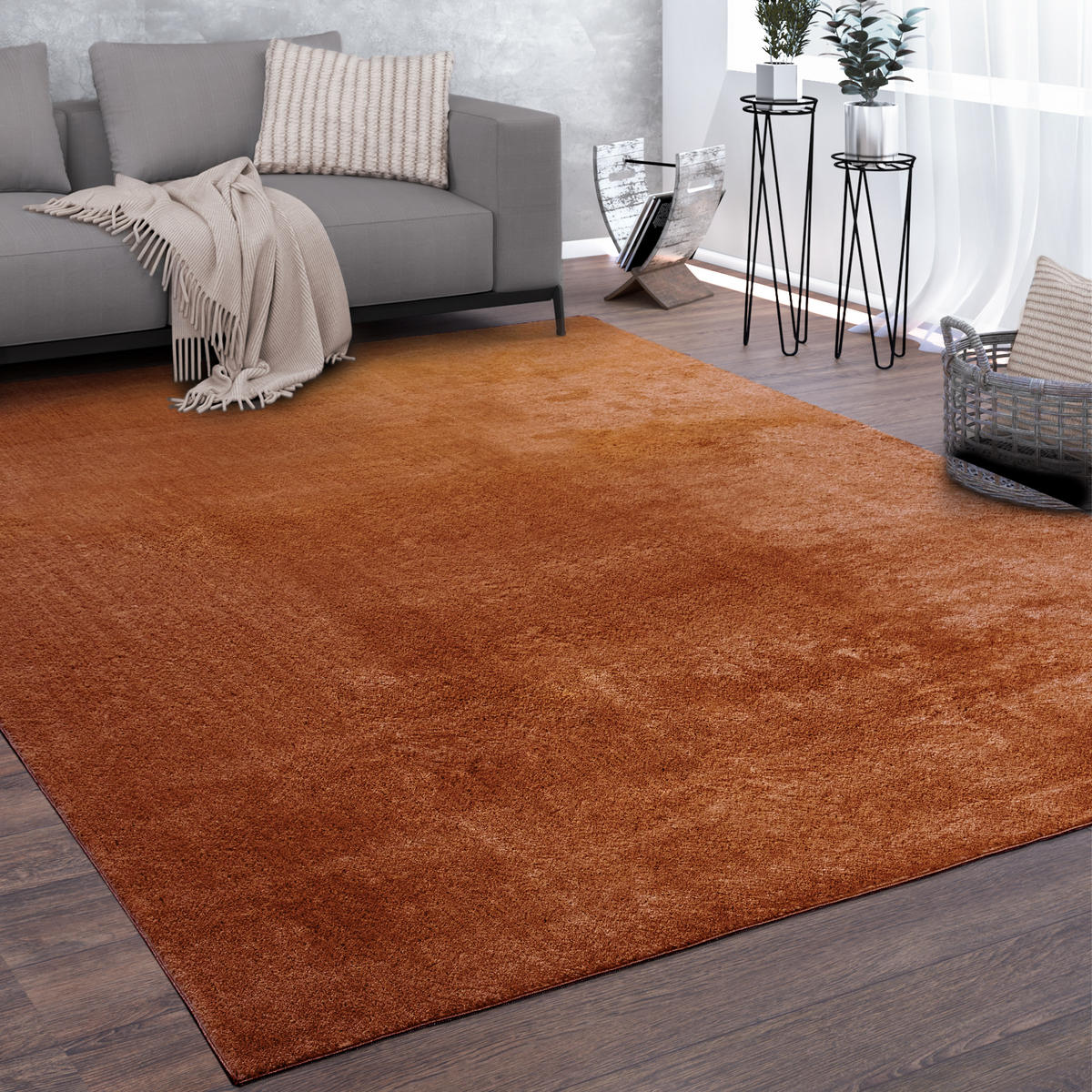 KURZFLORTEPPICH 120/120 cm Cadiz 630 - Kupferfarben, Textil (120/120cm) - Paco Home