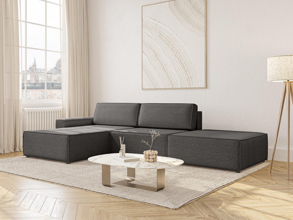 ECKSOFA Lummo Re mit Schlaffunktion, Graphit - Graphitfarben, Textil (323/185cm) - Fedve