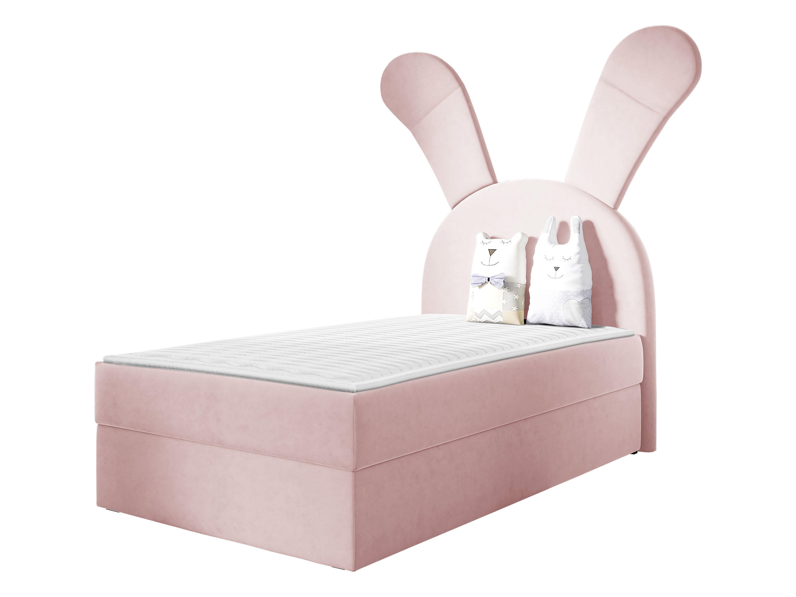 BOXBETT Bunny Light, Seite: Rechts - Hellrosa/Schwarz, Holz/Textil (100/200cm) - MIRJAN24