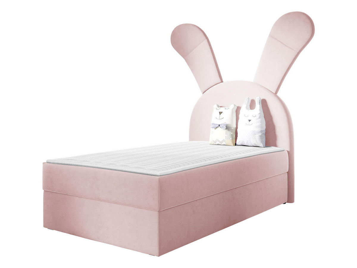 BOXBETT Bunny Light, Seite: Links - Hellrosa/Schwarz, Holz/Textil (100/200cm) - MIRJAN24