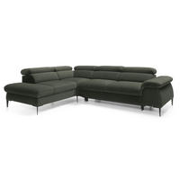SCHLAFSOFA 280 cm Amaro L mit verstellbaren Kopfstützen, Links, Grün - Grün, Holz (280/214cm) - Emporius