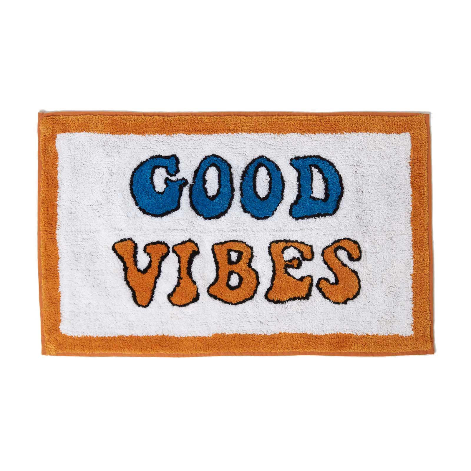 BADEMATTE Good Vibes 50/80 cm, 100% Baumwolle - Orange, Textil (50/80cm) - Homescapes