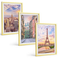 BILDER SET 3er Set - 40x60 cm Goldrahmen - Städte New York Paris Dämmerung - Goldfarben, Kunststoff (40/60cm) - TULUP