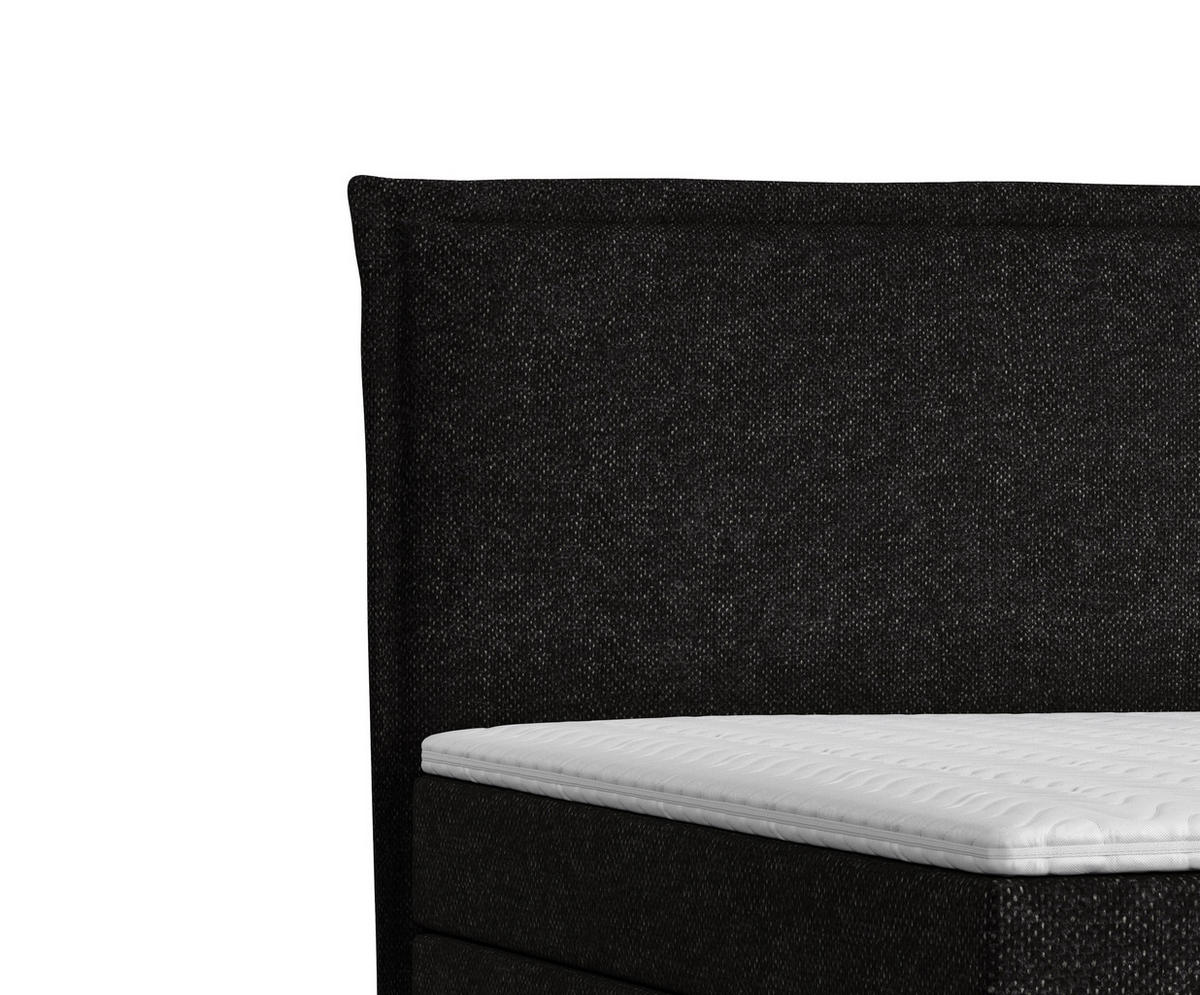 KONTINENTALBETT Calma Schwarz 120/200 cm mit Matratze und Topper - Schwarz/Naturfarben, Holz/Holzwerkstoff (120/200cm) - Maison de Reve