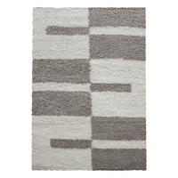 TEPPICH Hochflor Shaggy Karo Design Polypropylen Wohnzimmer Beige Rechteckig 280x370 - Beige, Textil (280/370cm) - KADIMA DESIGN
