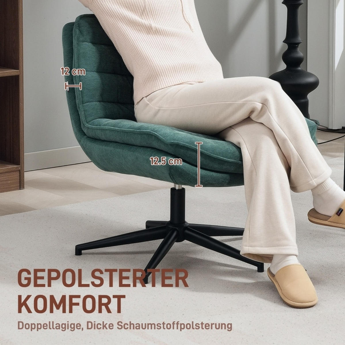 DREHSTUHL 76/65,5/80 cm dunkelgrün aus Polyester drehbar - Dunkelgrün, Kunststoff (65.5/80/76cm) - OKWISH