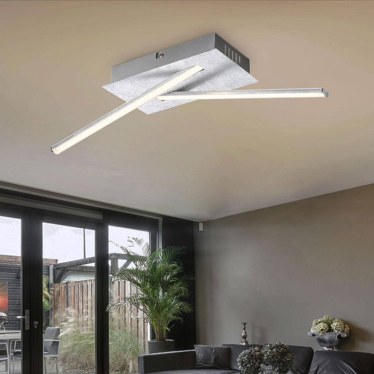 LED DECKENLEUCHTE Fuego Silber metallic - Silberfarben, Metall (48/12/11cm) - Globo Lighting