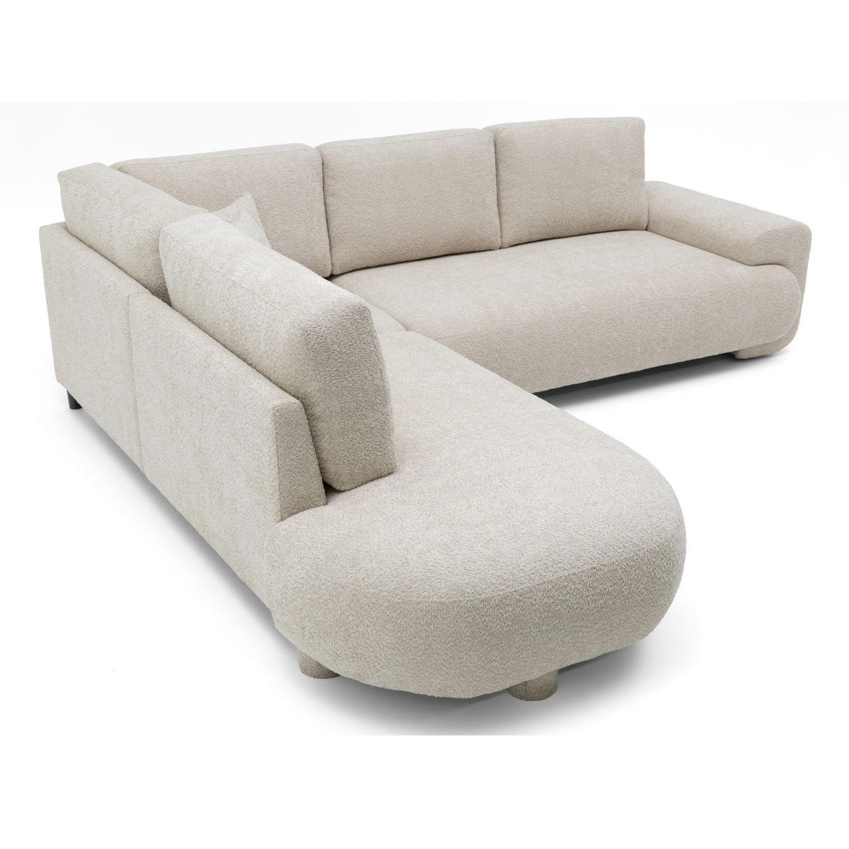 4-SITZER Ecksofa MIRABEL L Links 285x255 cm Bouclé Creme - Creme, Holz/Kunststoff (285/255cm) - Muffo