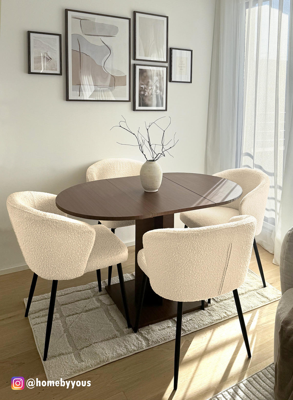 POLSTERSTUHL - Bouclé / Eisen, 2er-Set - Creme/Schwarz, Textil (57/80/60cm) - home24