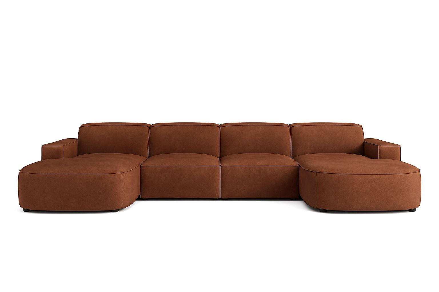 ECKSOFA Cursal Round U-Form, Stoff Salvador, Dunkelbraun - Dunkelbraun, Holz (364/166cm) - Kaiser Möbel