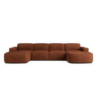 ECKSOFA Cursal Round U-Form, Stoff Salvador, Dunkelbraun - Dunkelbraun, Holz (364/166cm) - Kaiser Möbel