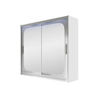KLEIDERSCHRANK London VIII, mit RGB LED Beleuchtung - Silberfarben/Weiß, Holzwerkstoff/Kunststoff (180/215/58cm) - MIRJAN24