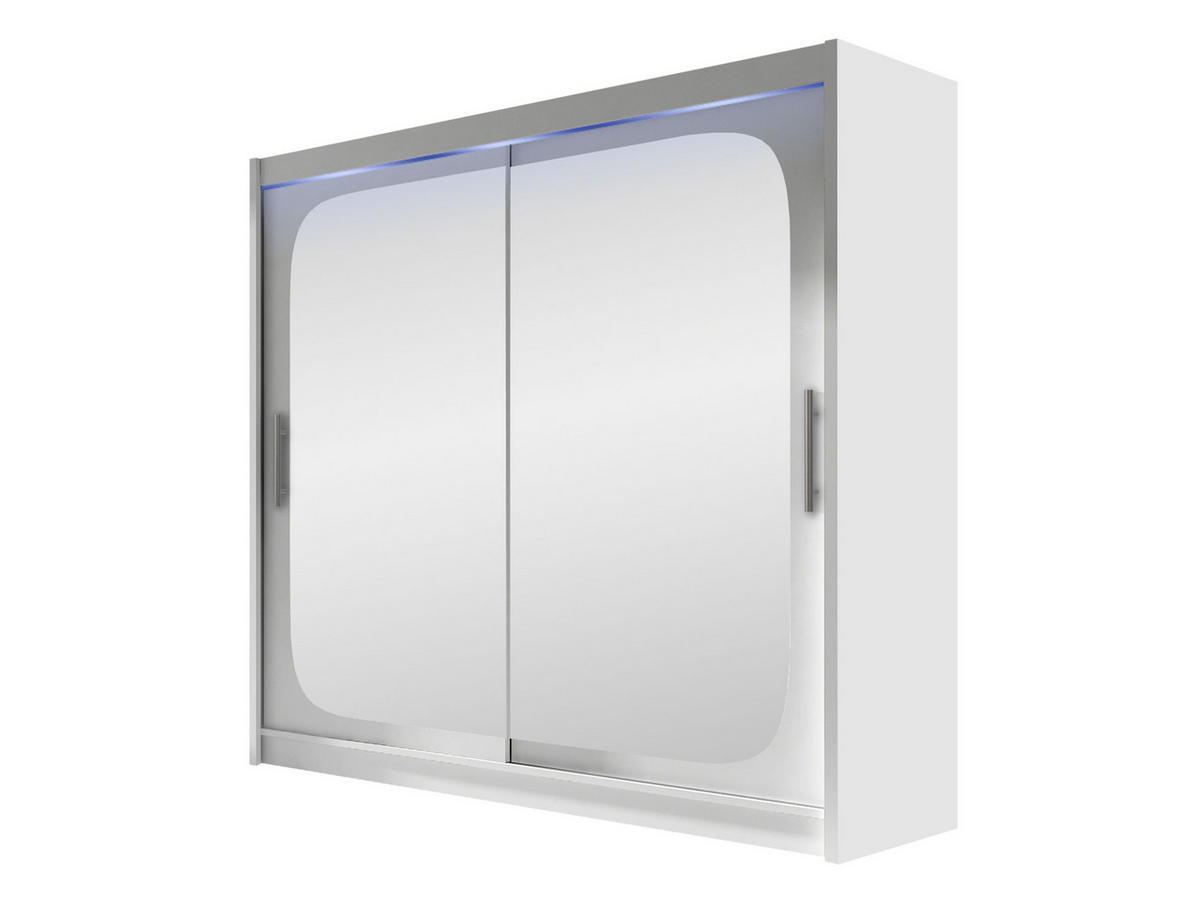 KLEIDERSCHRANK London VIII, mit RGB LED Beleuchtung - Silberfarben/Weiß, Holzwerkstoff/Kunststoff (180/215/58cm) - MIRJAN24