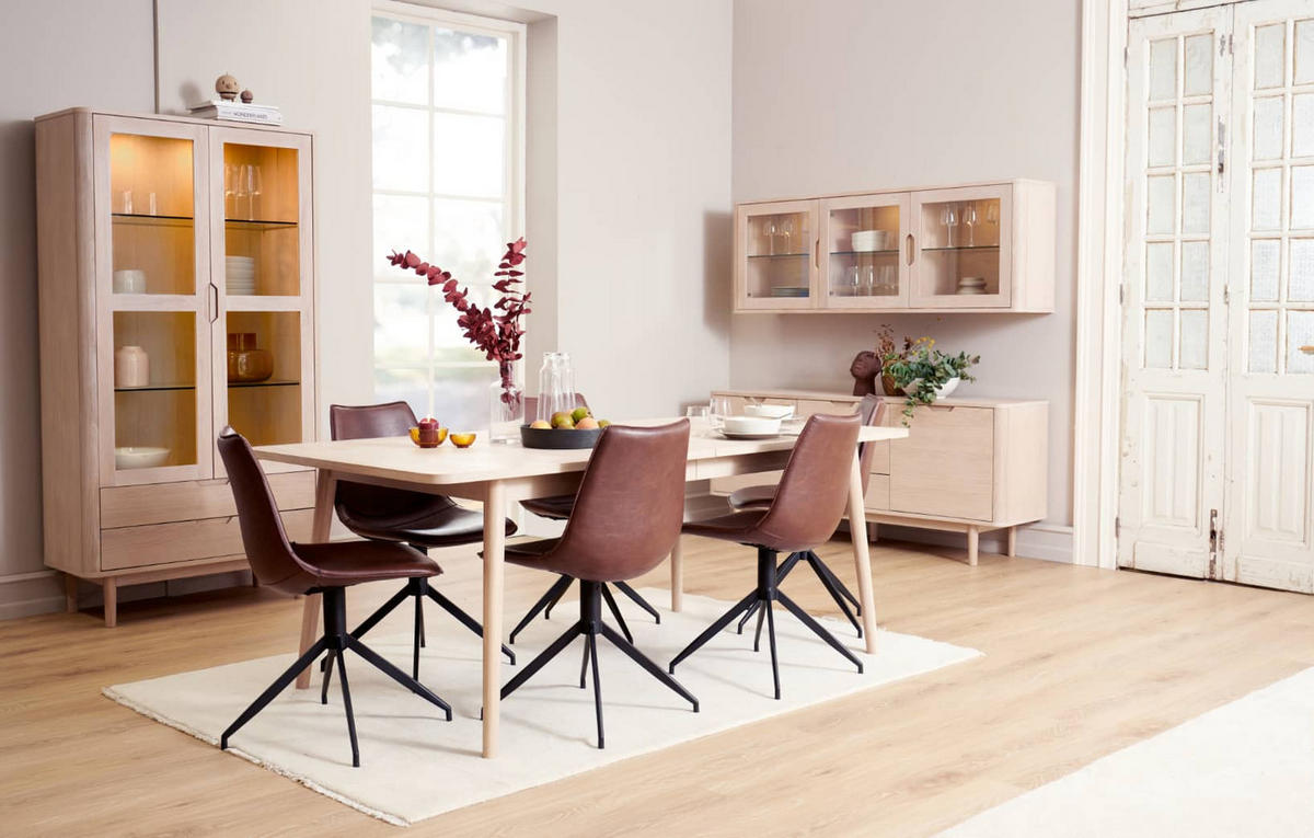 VITRINE Eiche massiv - Eichefarben, Holz (100/190/45cm) - Furnhouse