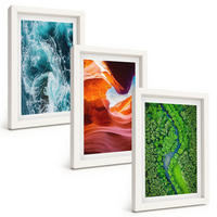 BILDER SET 3er Set - 20x30 cm Weißer Rahmen - Wasserbewegung Canyon grüner Wald - Weiß, Kunststoff (20/30cm) - TULUP