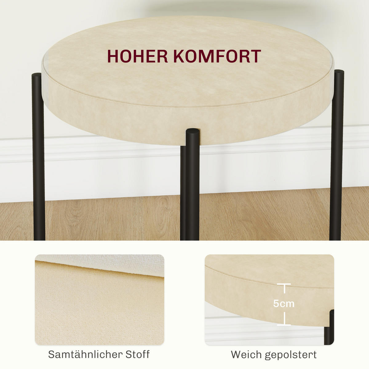 4ER-SET Esszimmerhocker Esszimmerstühle Küchenstuhl modern Polyester Metall Weiß - Weiß, Kunststoff (41.5/46/41.5cm) - HOMCOM
