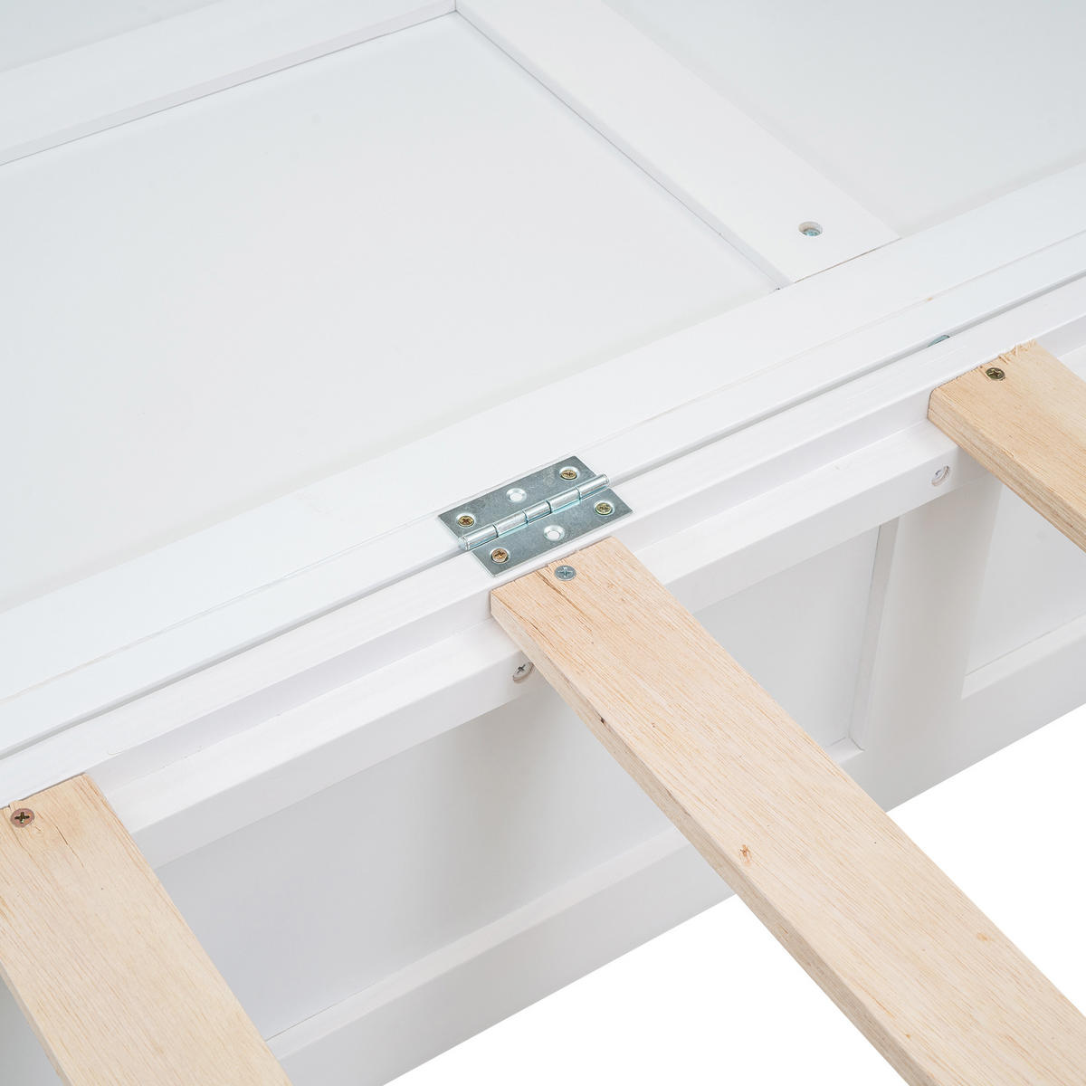 POLSTERBETT aus Kiefernholz 140x200 cm in Weiß mit Schublade & Regalen - Weiß, Holz (140/200cm) - Modfu