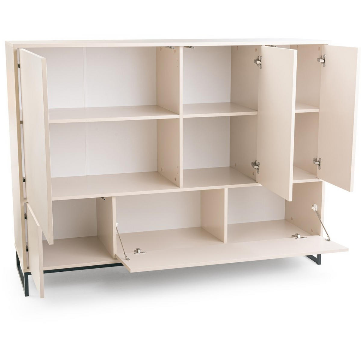 KOMMODE Giana mit 5 Türen, 160 cm, Beige Sand - Sandfarben/Beige, Holzwerkstoff (160/120/45cm) - Beautysofa