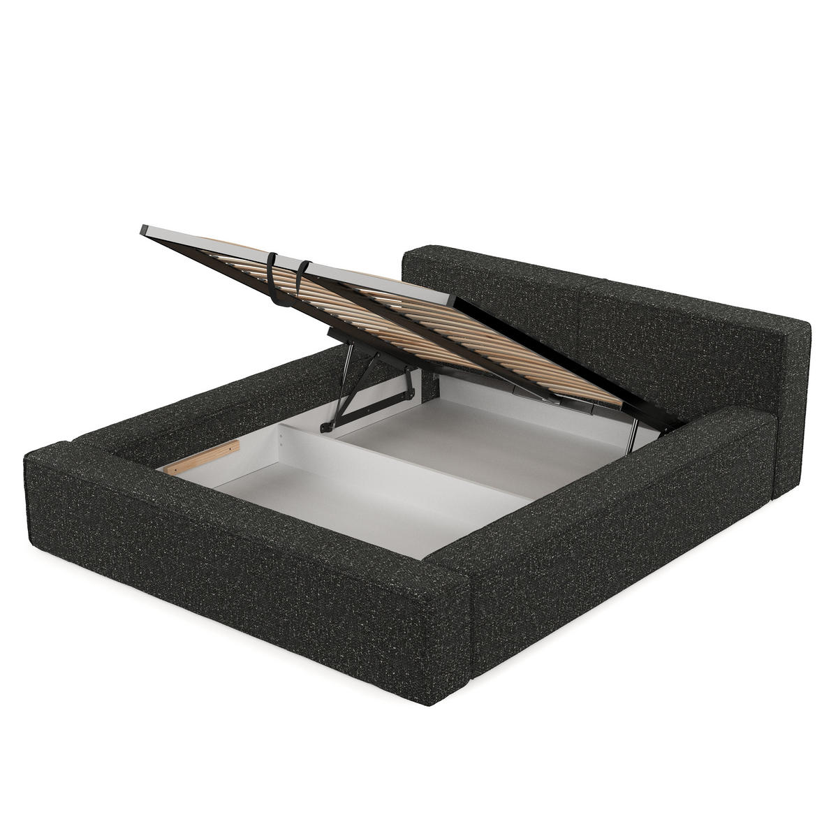 POLSTERBETT Casto mit Stauraum 200/200 cm Schwarz im Blur Stoff - Schwarz/Naturfarben, Holz/Holzwerkstoff (200/200cm) - AltaBeds