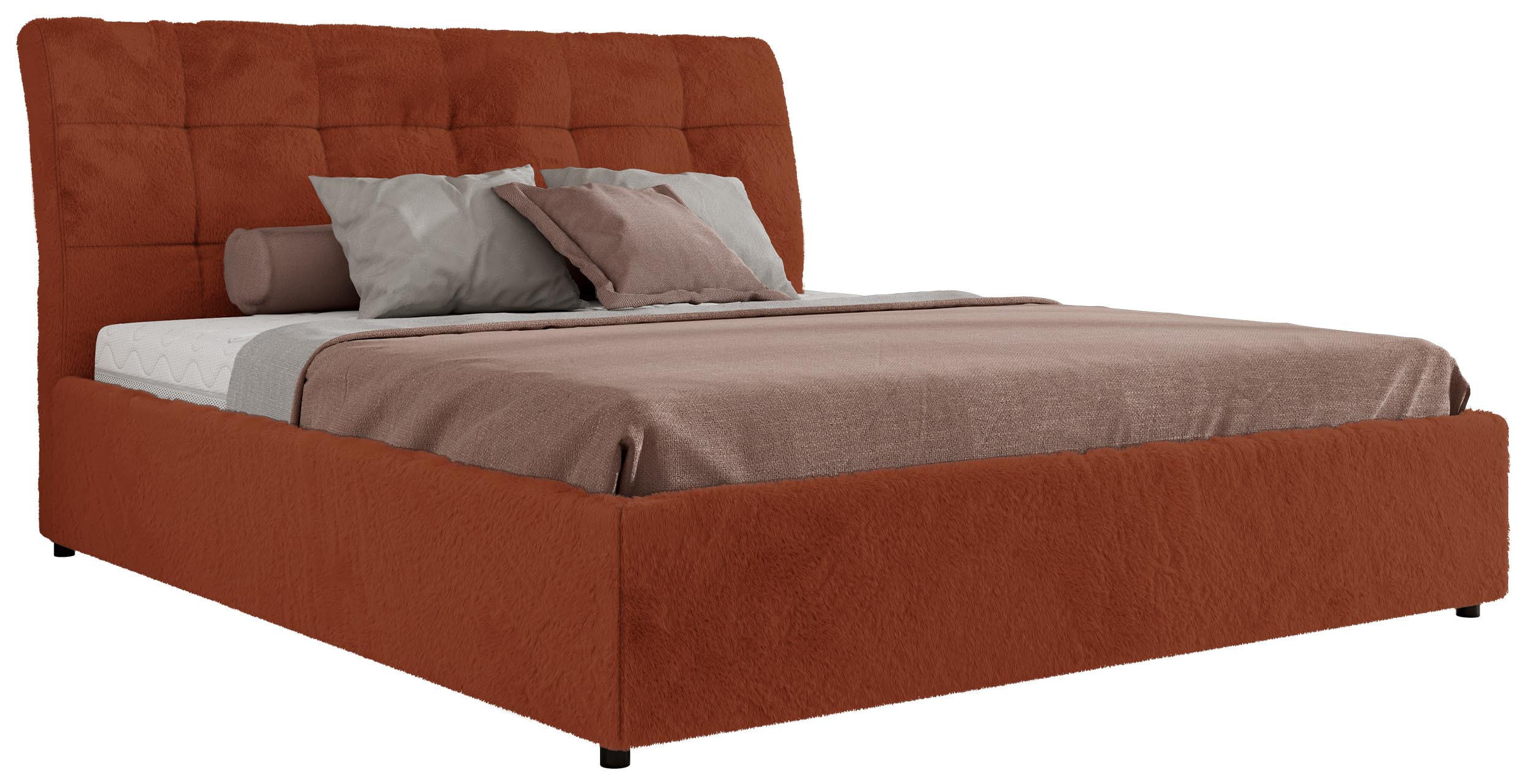 POLSTERBETT GALA CLASSIC 200/200 - Orange Plüsch - ohne Matratze - Orange, Textil (200/200cm) - MKS