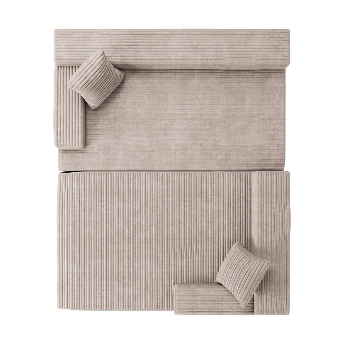 SOFA Coredo taupe Cord - Taupe, Textil (250/155cm) - Juskys