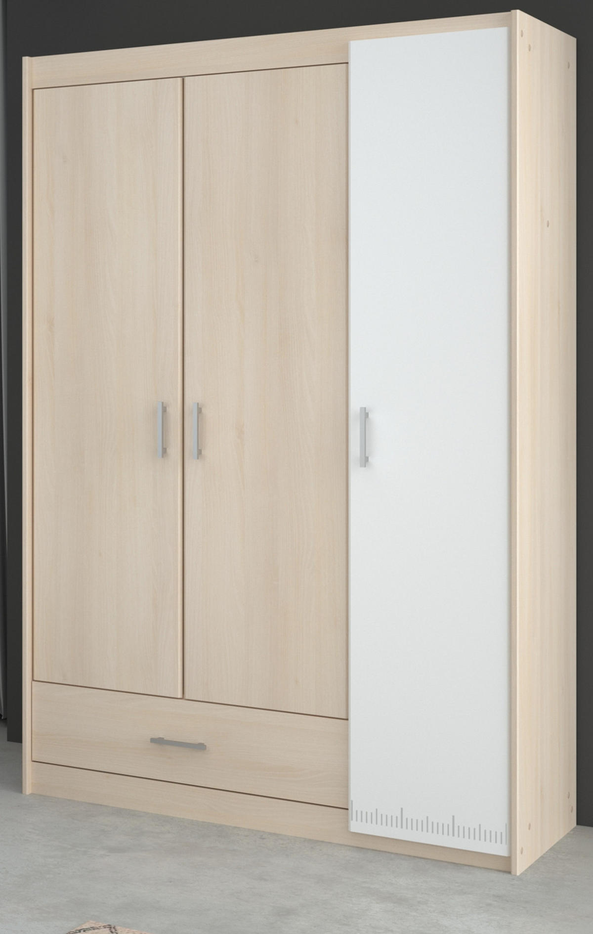 KINDERZIMMER Set 3-tlg mit Etagenbett Bettkasten und Kleiderschrank - Silberfarben/Akaziefarben, Holz/Holzwerkstoff (245/179/114cm) - Parisot Meuble
