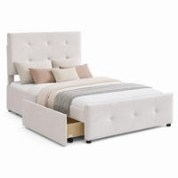 POLSTERBETT mit Lattenrost und Schublade 90x200 cm Samt Beige - Beige, Holz (90/200cm) - Meubliv