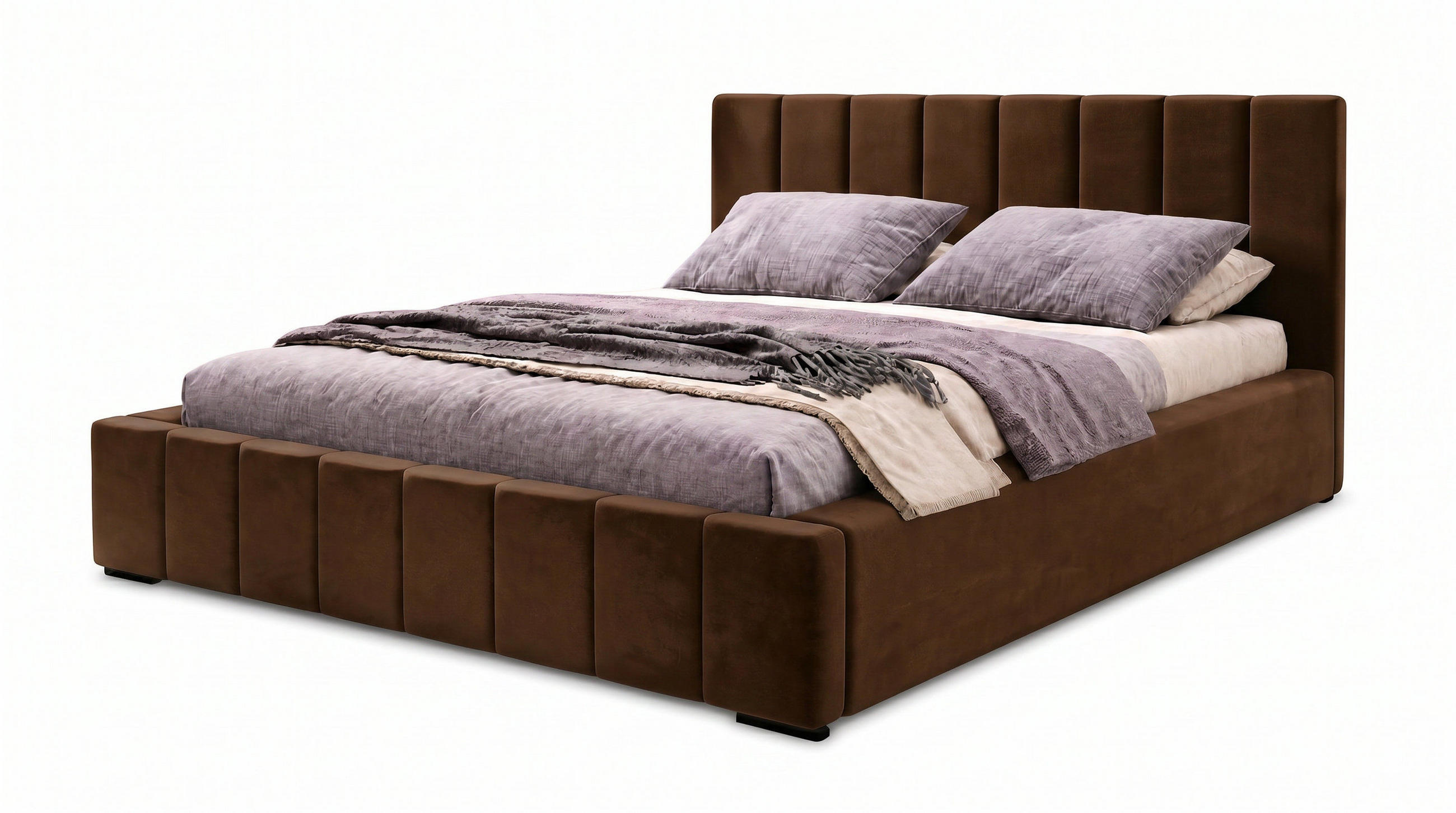 MARPUR Polsterbett NERO 180x200 cm mit Bettkasten und Lattenrost, Dunkelbraun - Chromfarben/Dunkelbraun, Holz/Holzwerkstoff (180/200cm) - Marpur