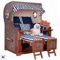 STRANDKORB XXL Düne Grande 2,5 Sitzer - Blau/Braun, Metall (142/170/95cm) - Mr. Deko