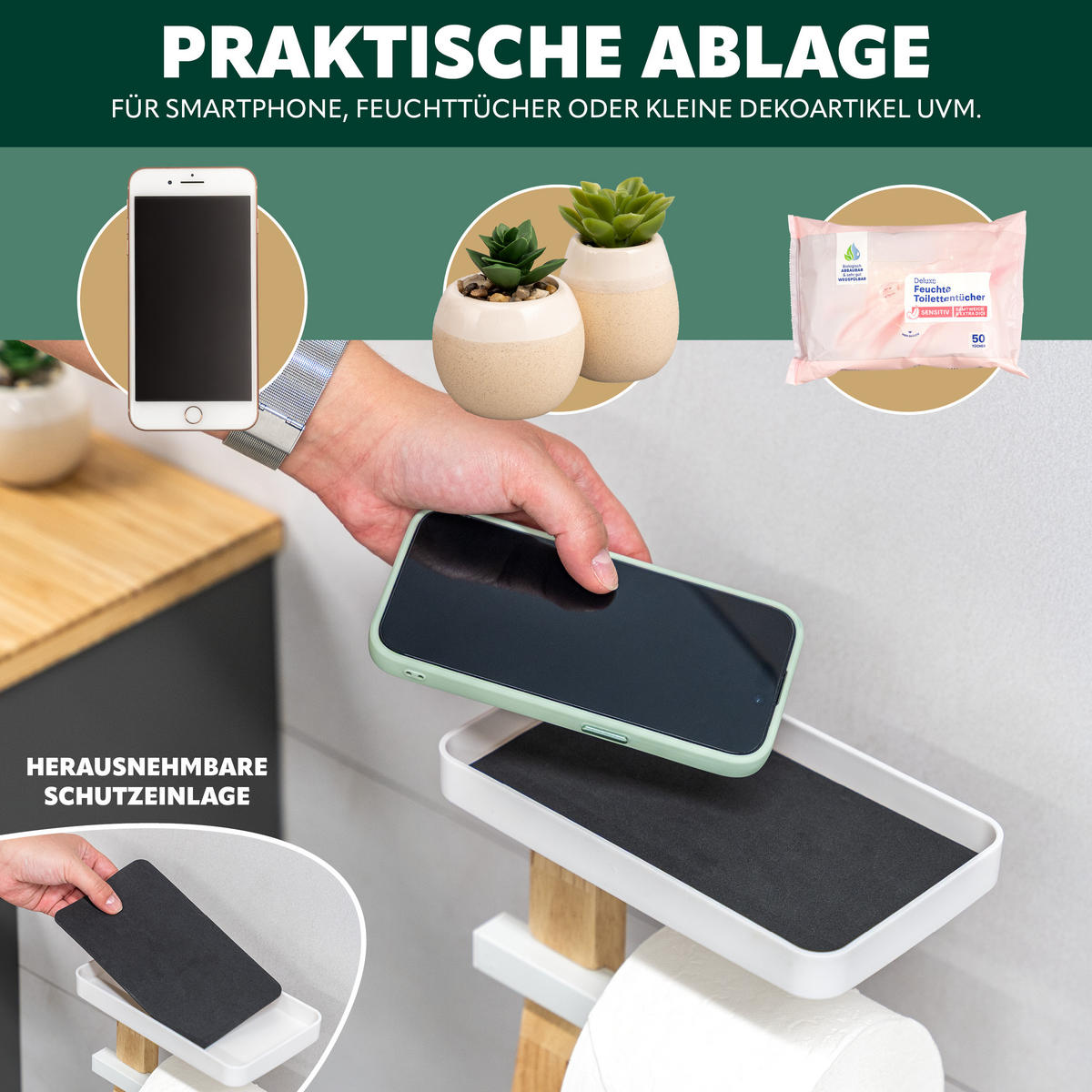 STAND-WC-GARNITUR 4IN1, weiß - Weiß, Holz (30/80/20cm) - eluno