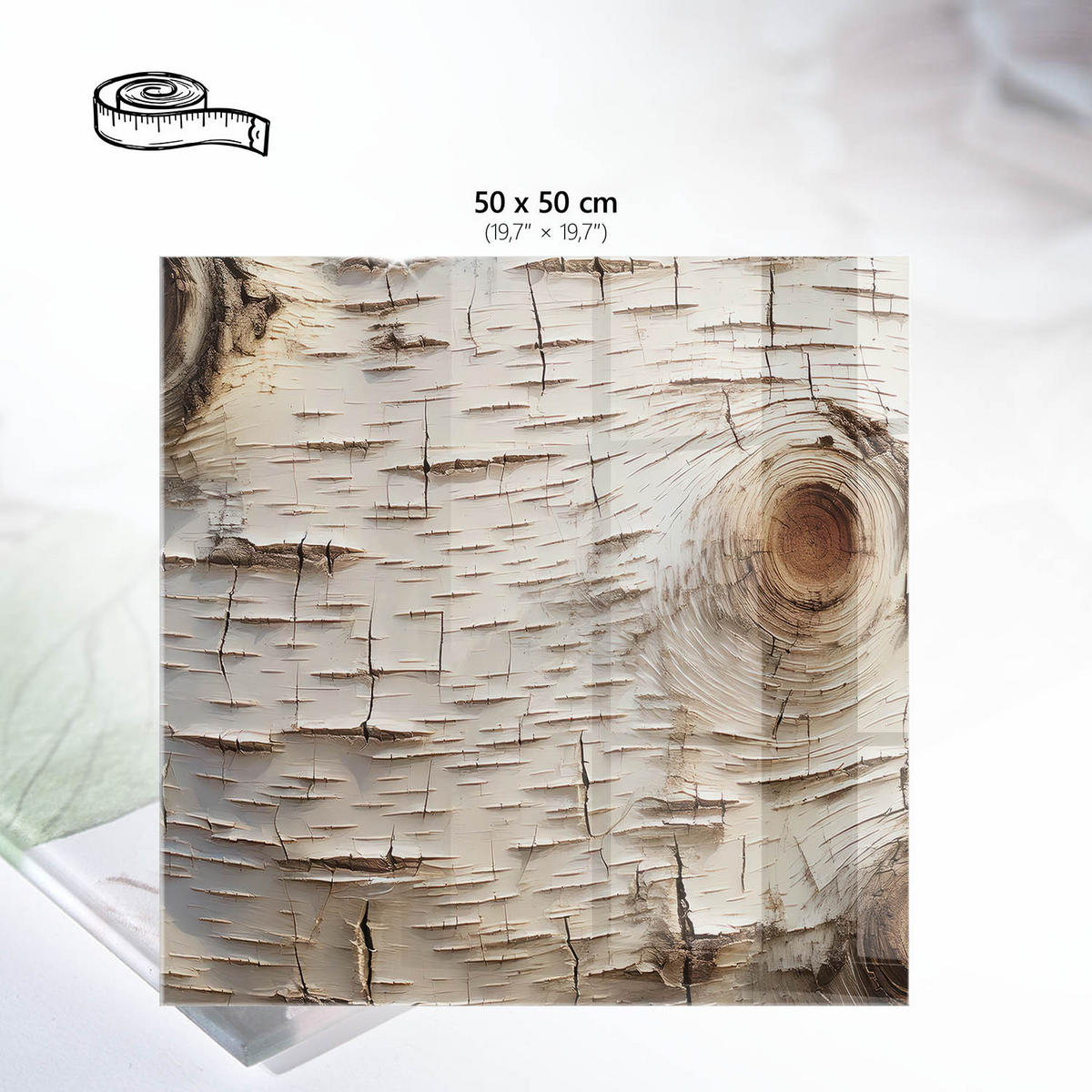 TISCHPLATTE 50x50 cm – Birkenrinde - Braun, Glas (50/50/0.4cm) - Wallfluent
